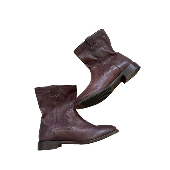 JOHNSTON & MURPHY Brown Leather Flat Ankle Boots Size 7 - Picture 7 of 7